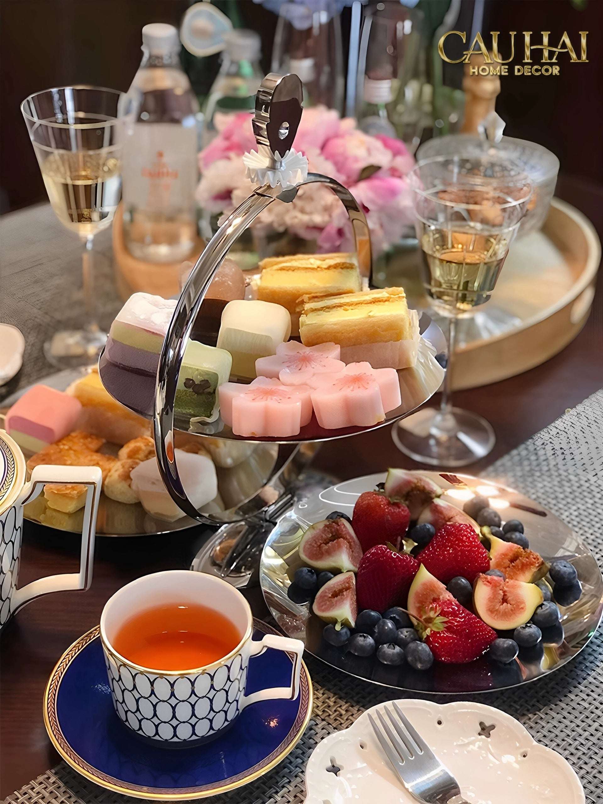 HOME COUTURE - KHAY FRUIT & DESSERT ATELIER HARLEQUIN LMT – CRYSTAL STEEL TRAY - CẬU HAI HOME DECOR