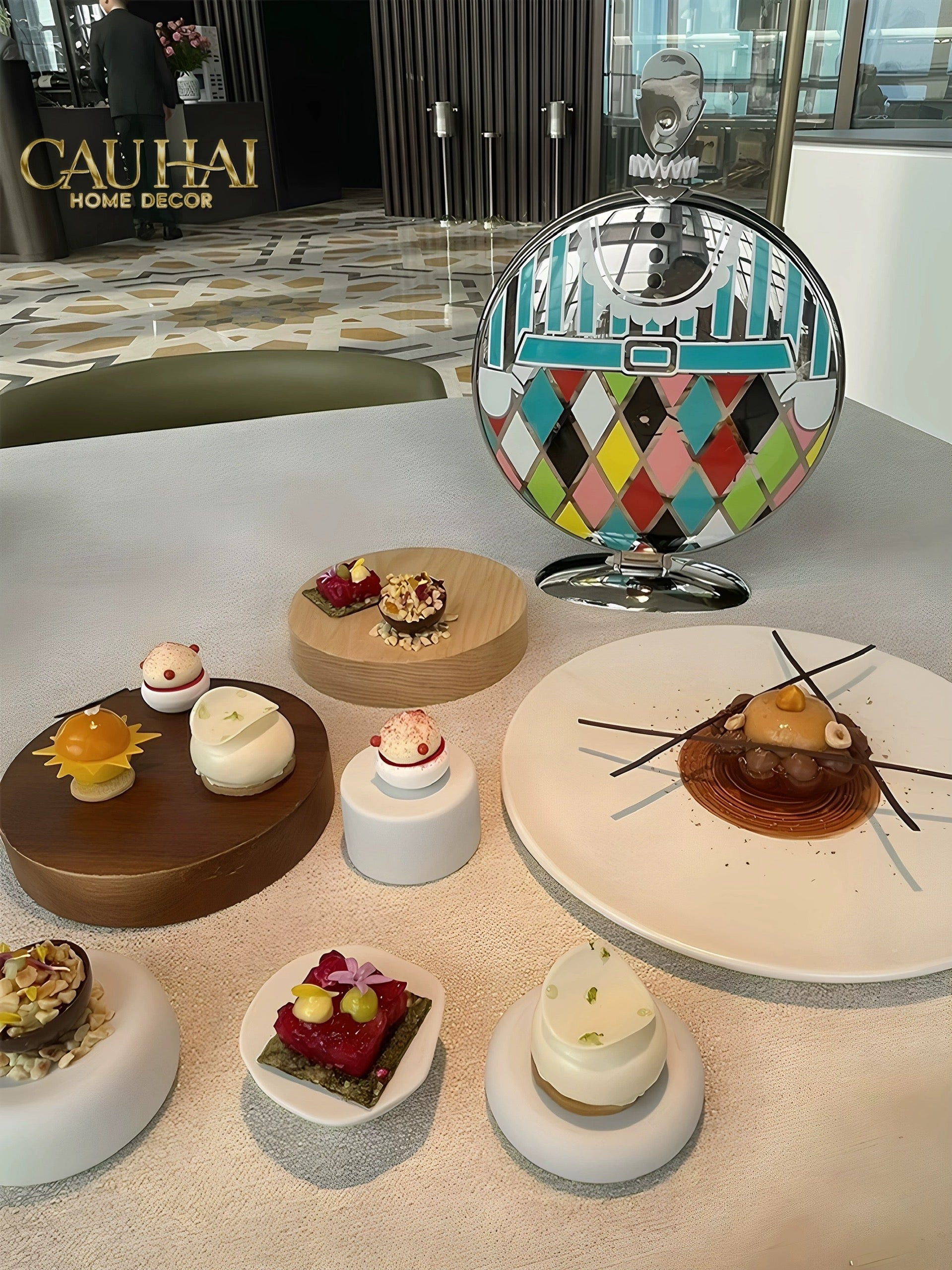 HOME COUTURE - KHAY FRUIT & DESSERT ATELIER HARLEQUIN LMT – CRYSTAL STEEL TRAY - CẬU HAI HOME DECOR