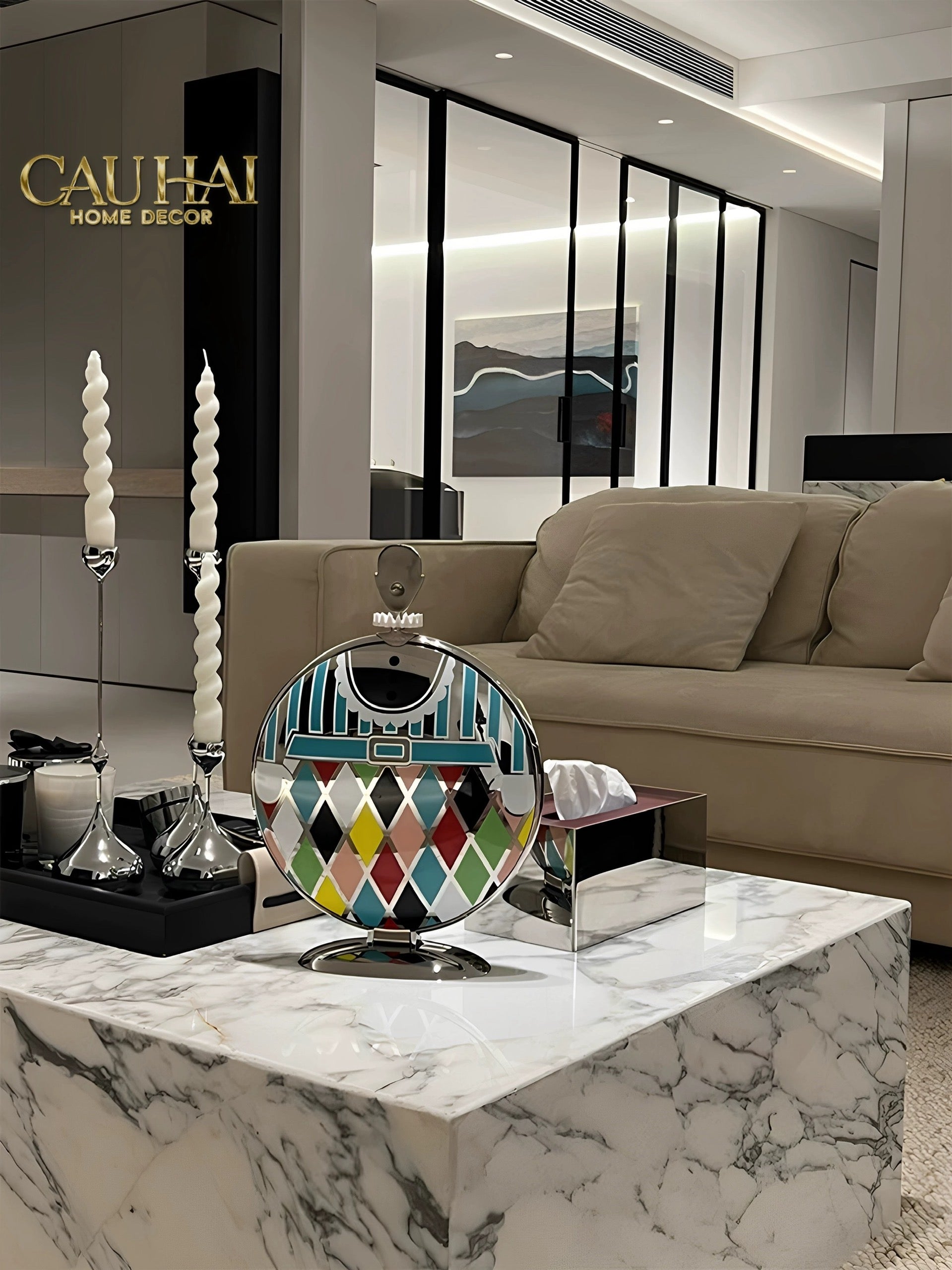 HOME COUTURE - KHAY FRUIT & DESSERT ATELIER HARLEQUIN LMT – CRYSTAL STEEL TRAY - CẬU HAI HOME DECOR