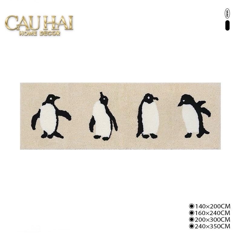 THẢM BED DỆT KIM 80X160 - PENGUIN PARADE - CẬU HAI HOME DECOR