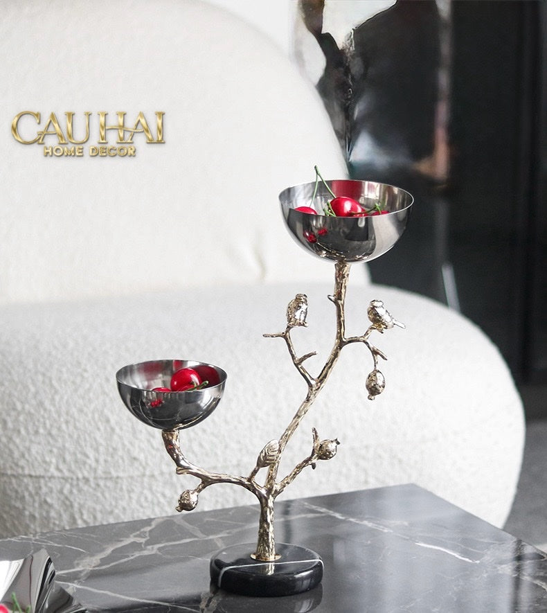 HOME COUTURE - ĐĨA PLATINUM BRANCHE CÉLESTE BOTANIQUE DISK-CẬU HAI HOME DECOR