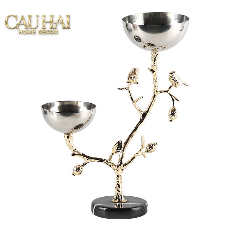 HOME COUTURE - ĐĨA PLATINUM BRANCHE CÉLESTE BOTANIQUE DISK-CẬU HAI HOME DECOR