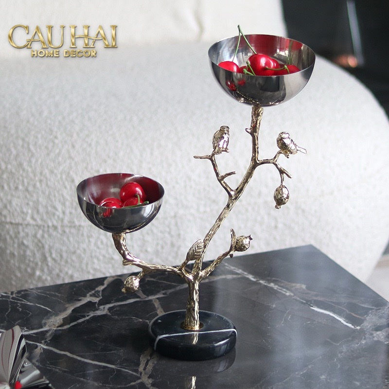 HOME COUTURE - ĐĨA PLATINUM BRANCHE CÉLESTE BOTANIQUE DISK-CẬU HAI HOME DECOR