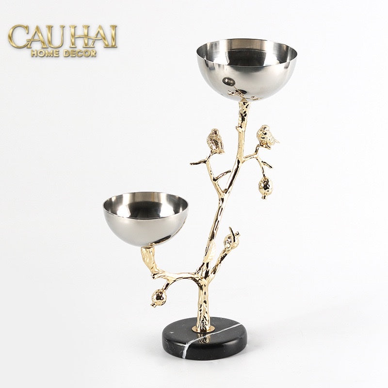 HOME COUTURE - ĐĨA PLATINUM BRANCHE CÉLESTE BOTANIQUE DISK-CẬU HAI HOME DECOR