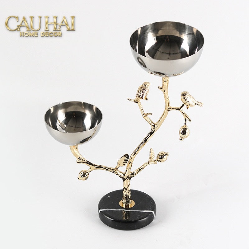 HOME COUTURE - ĐĨA PLATINUM BRANCHE CÉLESTE BOTANIQUE DISK-CẬU HAI HOME DECOR