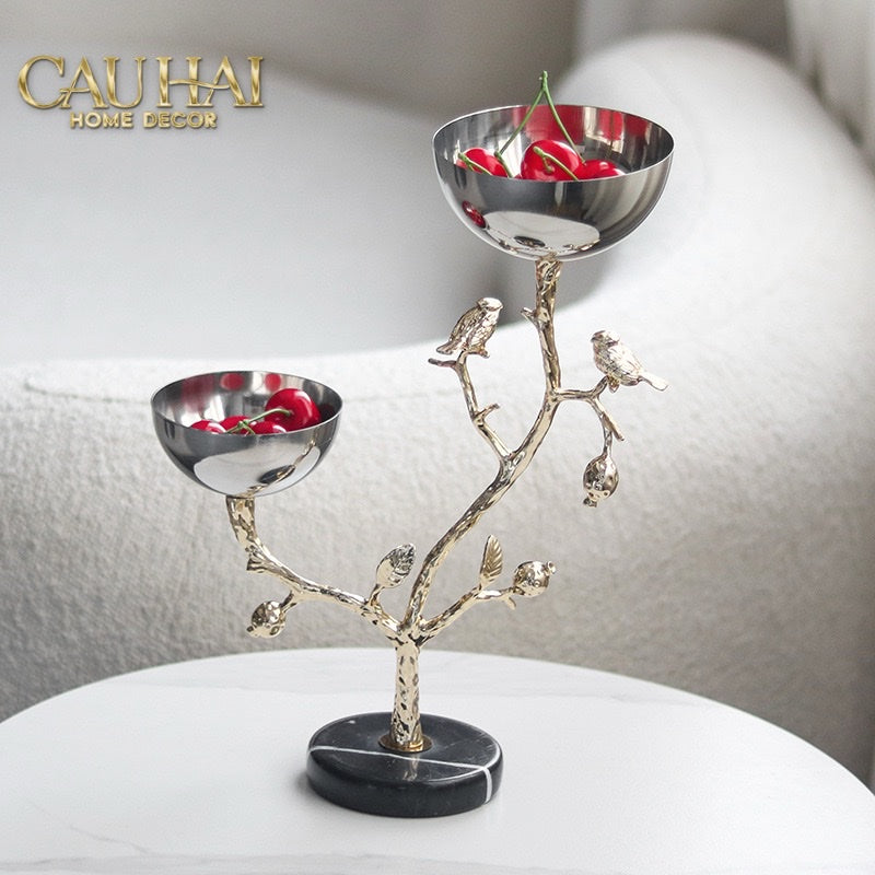 HOME COUTURE - ĐĨA PLATINUM BRANCHE CÉLESTE BOTANIQUE DISK-CẬU HAI HOME DECOR