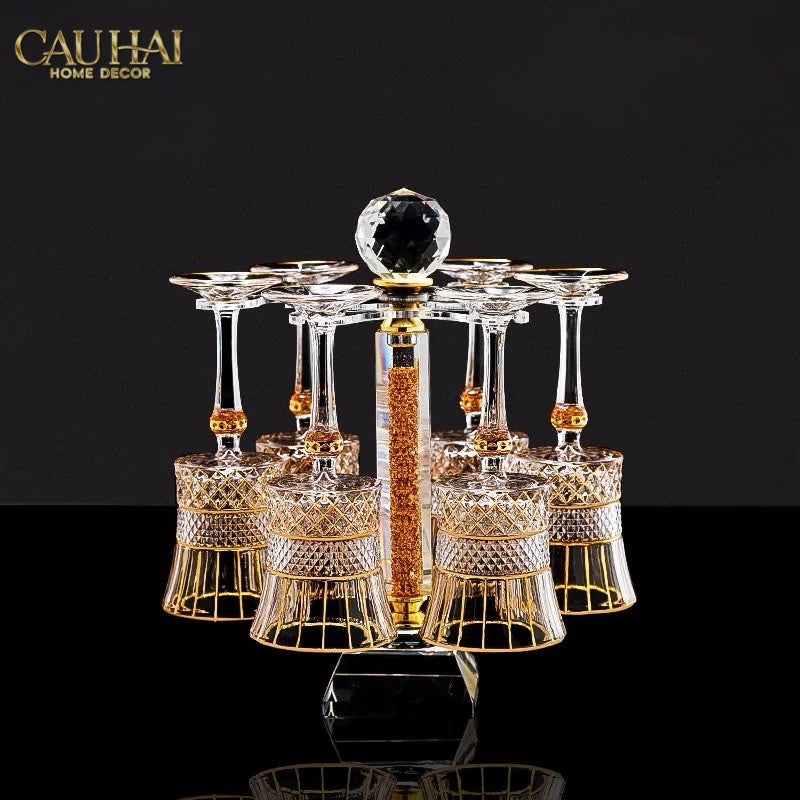 HOME COUTURE - SET 2 LY CRYSTAL D'Or WALTER VINO RUSSO GLASSES - FULL BOX - CẬU HAI HOME DECOR