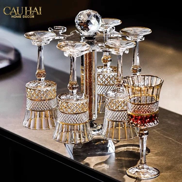 HOME COUTURE - SET 2 LY CRYSTAL D'Or WALTER VINO RUSSO GLASSES - FULL BOX - CẬU HAI HOME DECOR