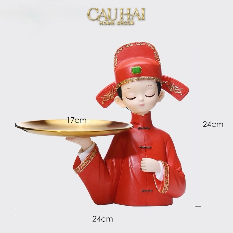 SET 2 TƯỢNG "TÂN LANG TÂN NƯƠNG - FIGURINE DYNASTY IMPERIAL WEDDING-CẬU HAI HOME DECOR