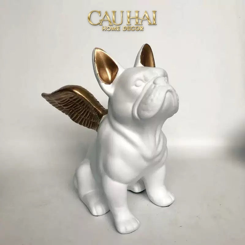 Elysian - Set 2 Tượng Frenchie Angel Bull D'Or Dou-CẬU HAI HOME DECOR