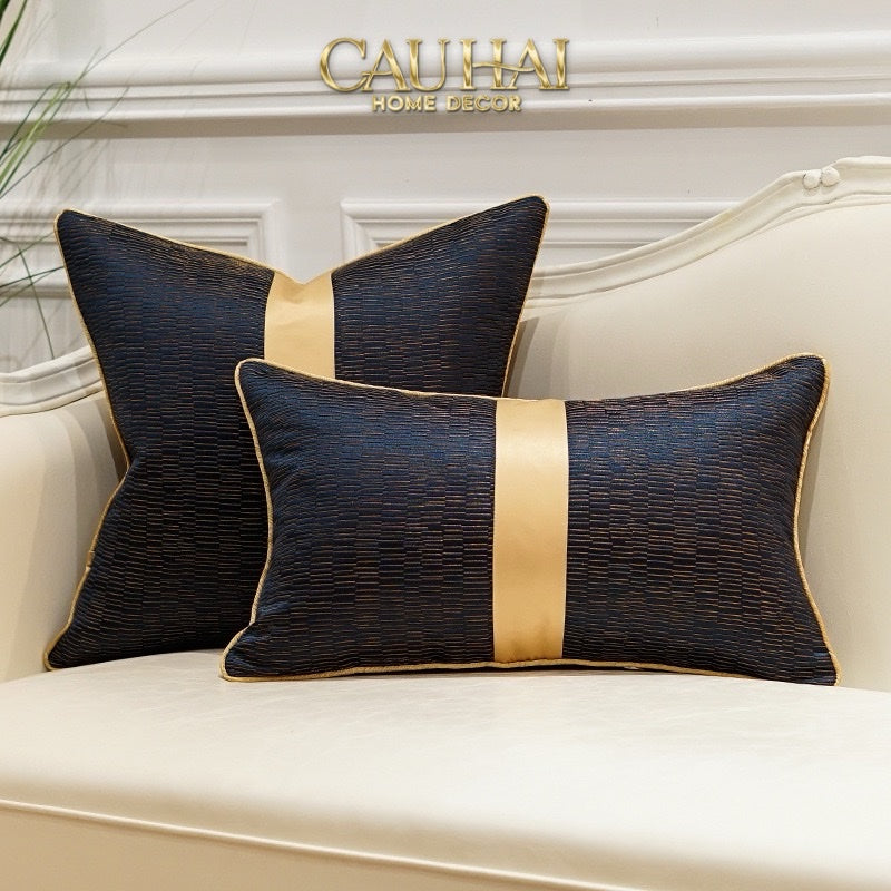 GỐI TWEED NAVY SOVEREIGN STRIPE 30X50 - CẬU HAI HOME DECOR