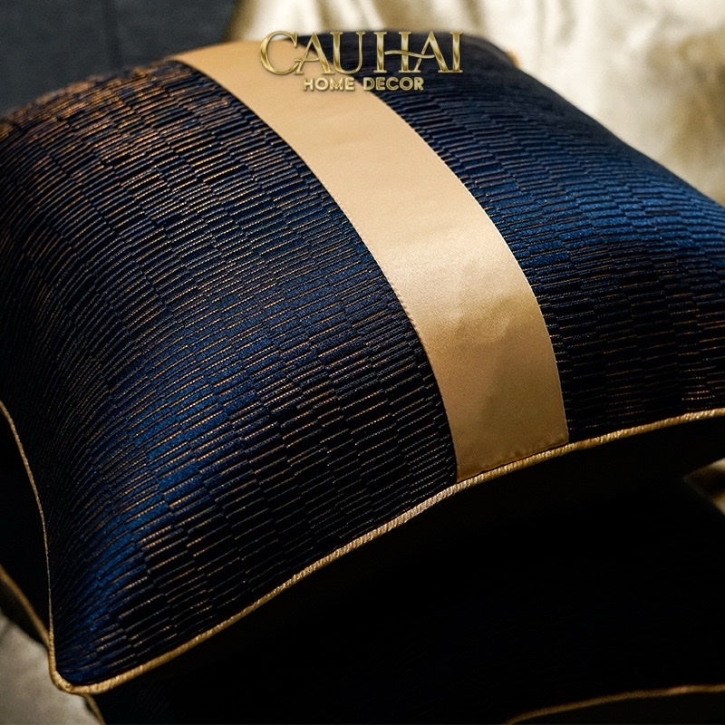 GỐI TWEED NAVY SOVEREIGN STRIPE 30X50 - CẬU HAI HOME DECOR