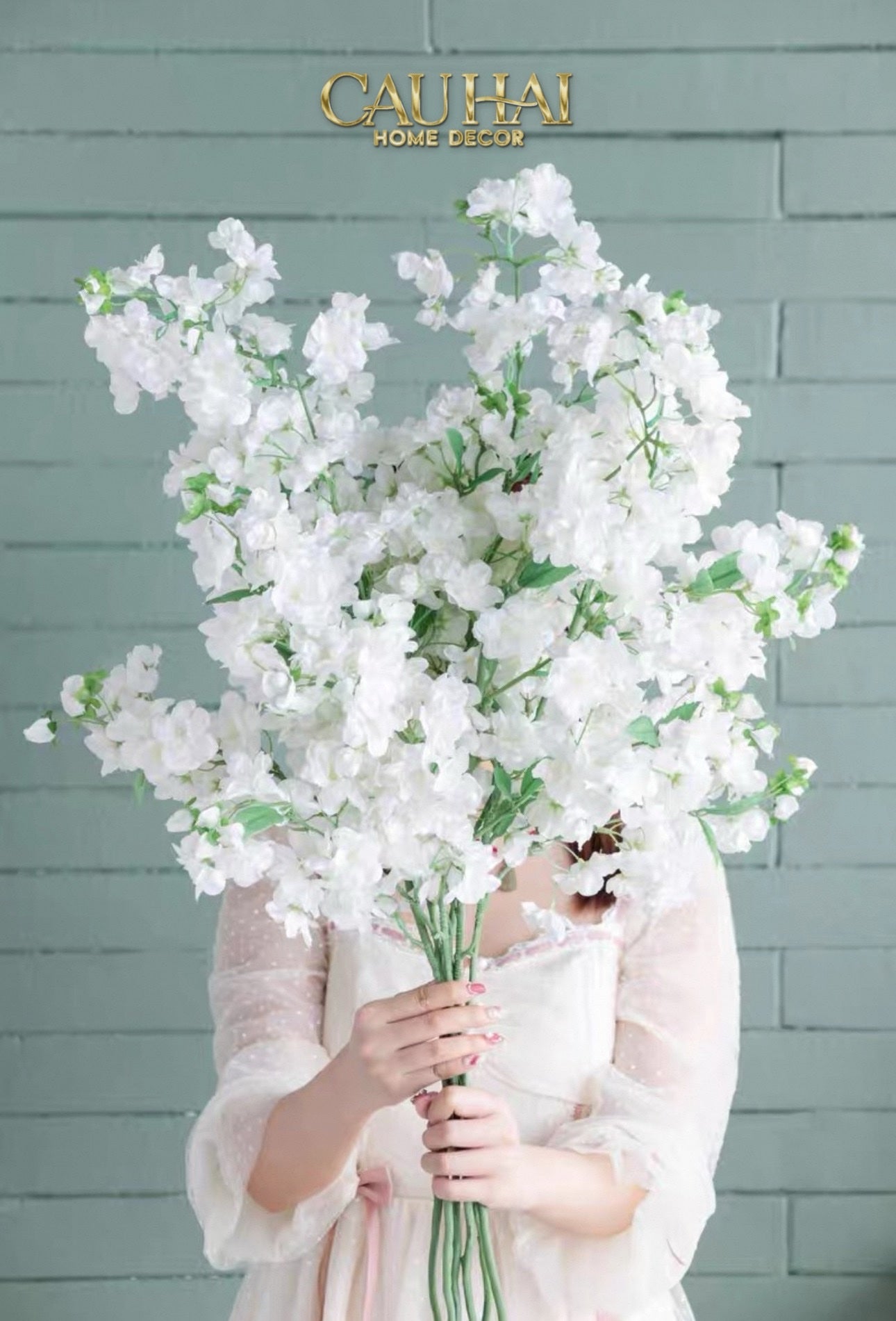 SET 2 CÀNH HOA ANH ĐÀO TRẮNG - WHITE SAKURA - CẬU HAI HOME DECOR