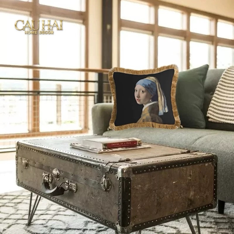 HOME COUTURE - VỎ GỐI NHUNG LA JEUNE FILLE À LA PERLE By VERMEER 45 - CẬU HAI HOME DECOR