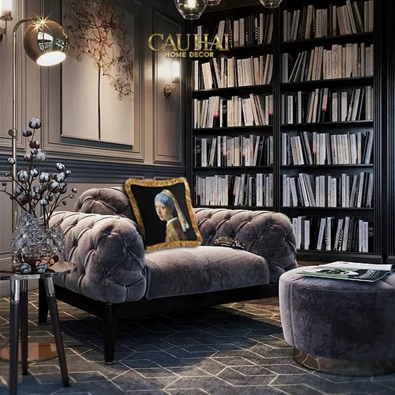 HOME COUTURE - VỎ GỐI NHUNG LA JEUNE FILLE À LA PERLE By VERMEER 45 - CẬU HAI HOME DECOR