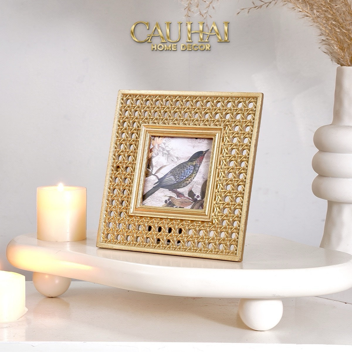 KHUNG ẢNH GOLDEN CANNAGE CANARI 15X15 - CẬU HAI HOME DECOR