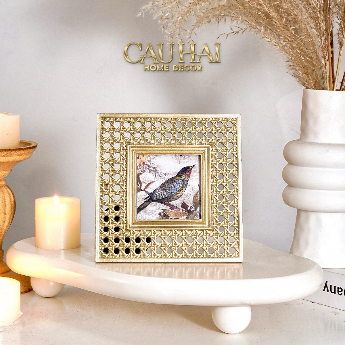 KHUNG ẢNH GOLDEN CANNAGE CANARI 15X15 - CẬU HAI HOME DECOR