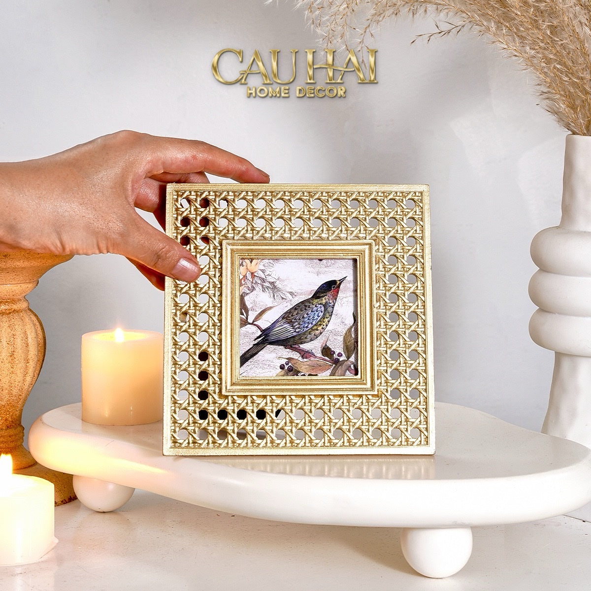 KHUNG ẢNH GOLDEN CANNAGE CANARI 15X15 - CẬU HAI HOME DECOR