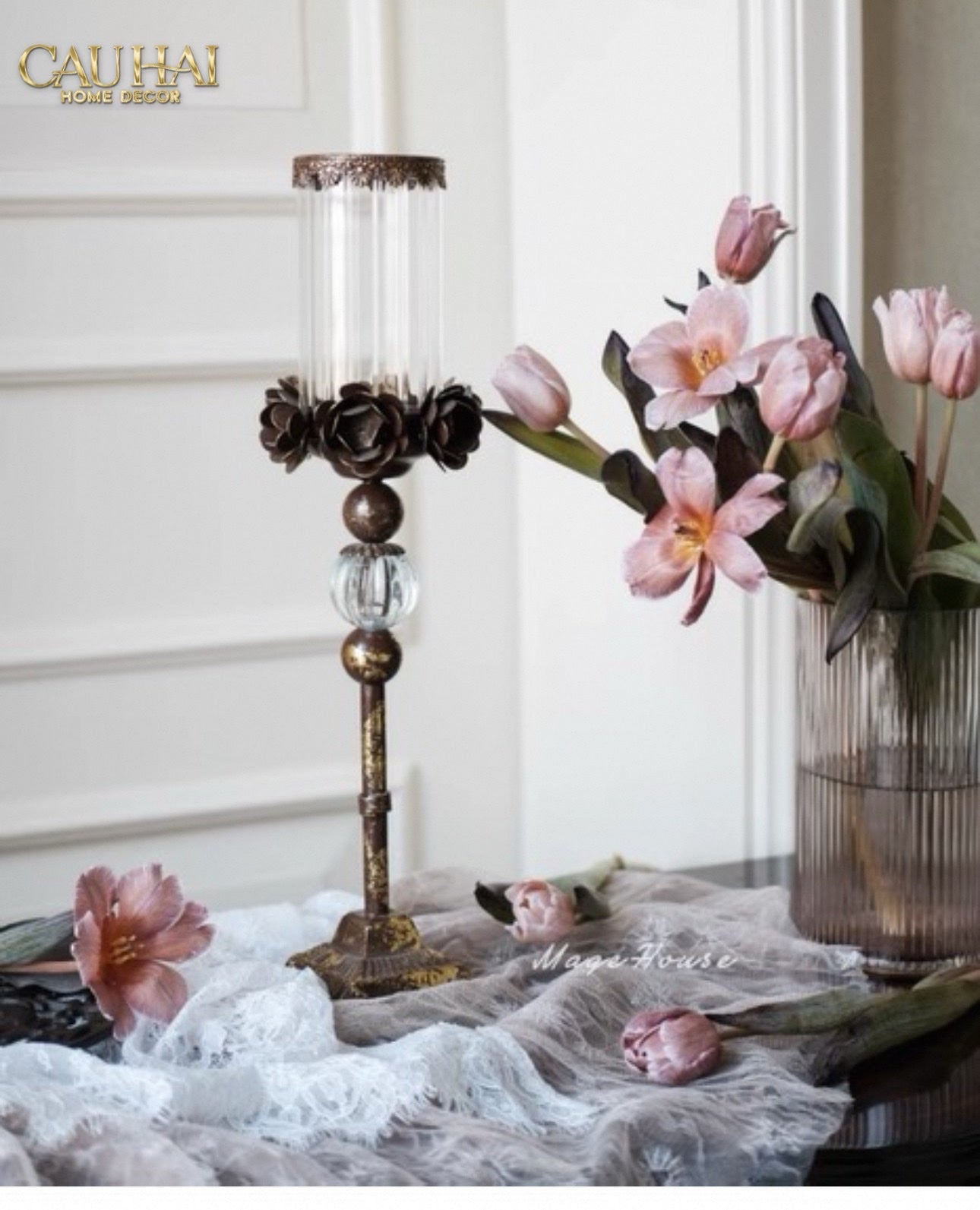 HOME COUTURE – ĐẾ NẾN RUSTIC STEPHANE ANTIQUE D’OR - CẬU HAI HOME DECOR