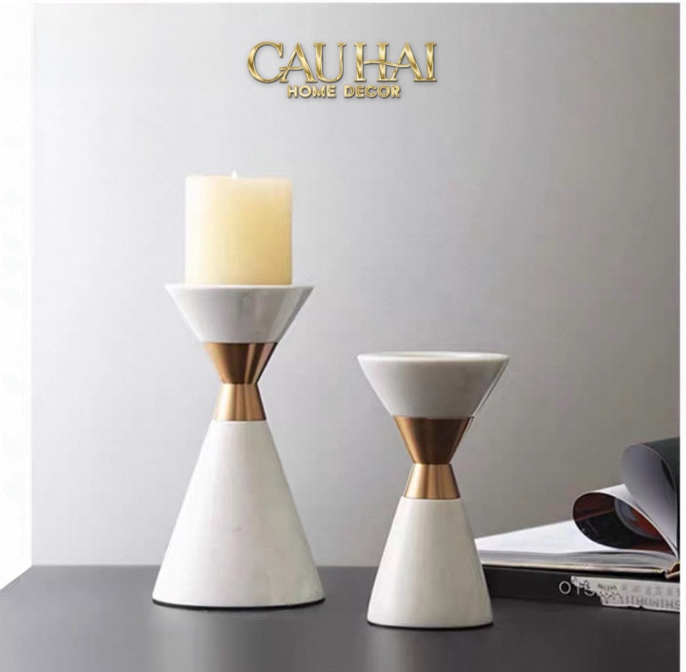 HOME COUTURE - ĐẾ NẾN ĐÁ MARBLE - IVORY MARBRE D’OR CANDLE HOLDER (tặng nến) - CẬU HAI HOME DECOR