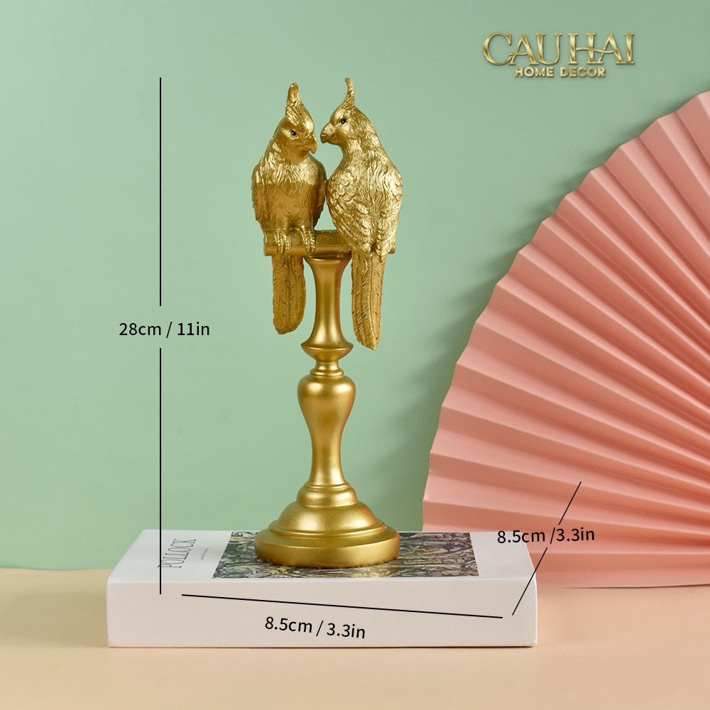 TƯỢNG VẸT MÀO DUO COCKATOO H28 AURUM-CẬU HAI HOME DECOR