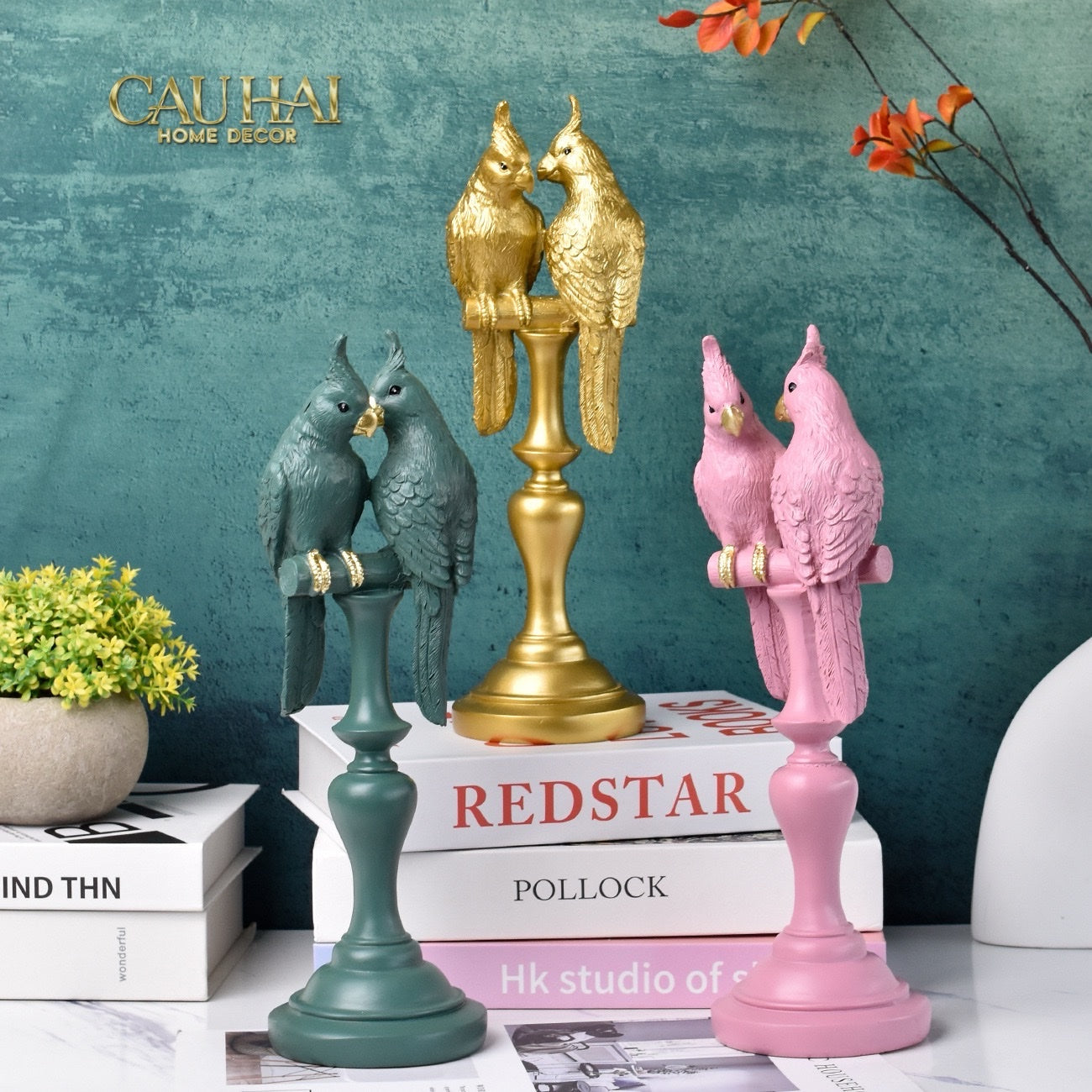 TƯỢNG VẸT MÀO DUO COCKATOO H28 AURUM-CẬU HAI HOME DECOR