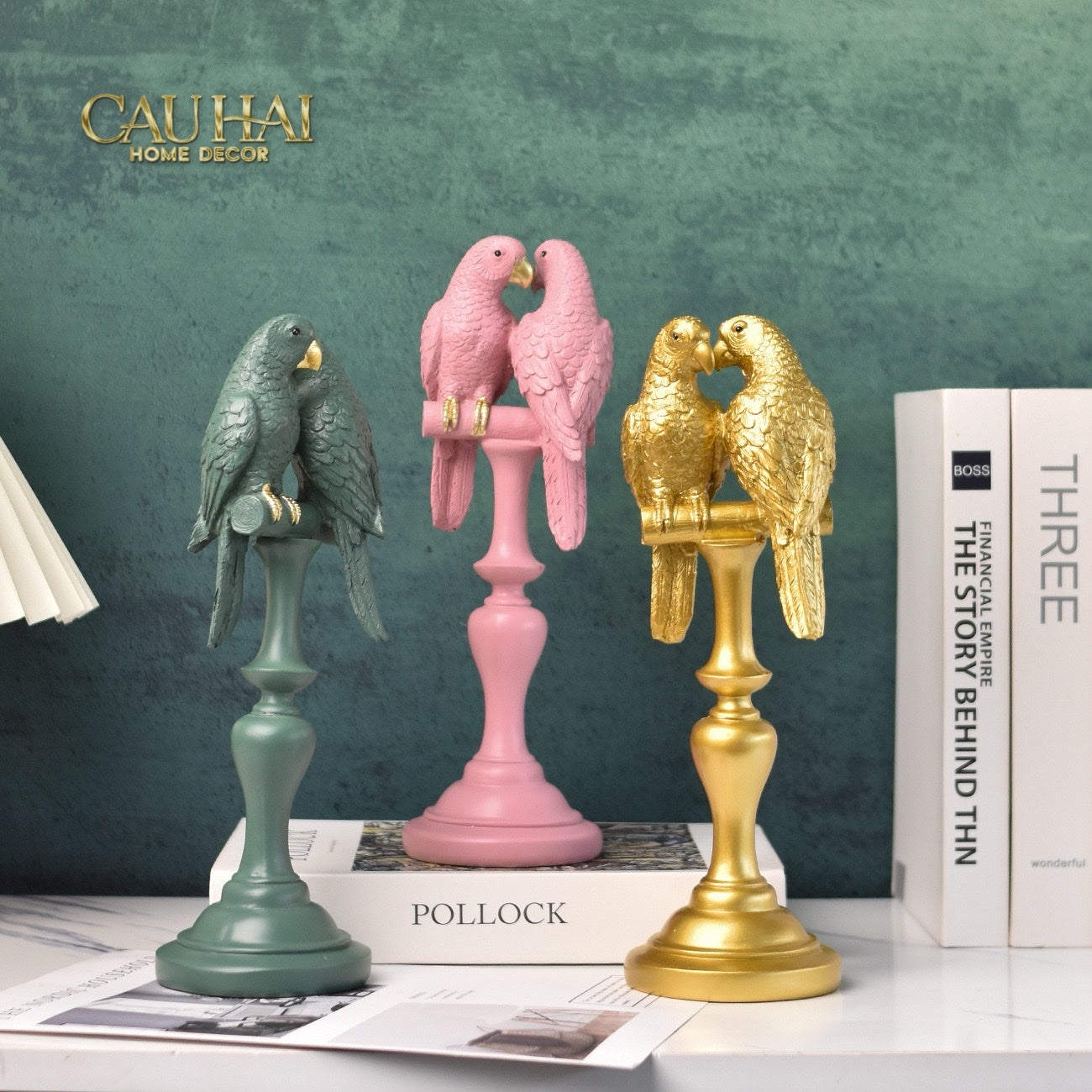 TƯỢNG VẸT MÀO DUO COCKATOO H28 AURUM-CẬU HAI HOME DECOR