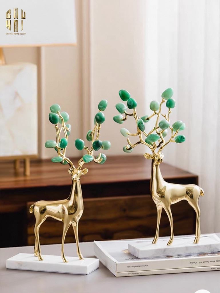 Home Couture - Set 2 Tượng Hươu Đồng Améthyste Les Sentinelles De La Forêt-CẬU HAI HOME DECOR