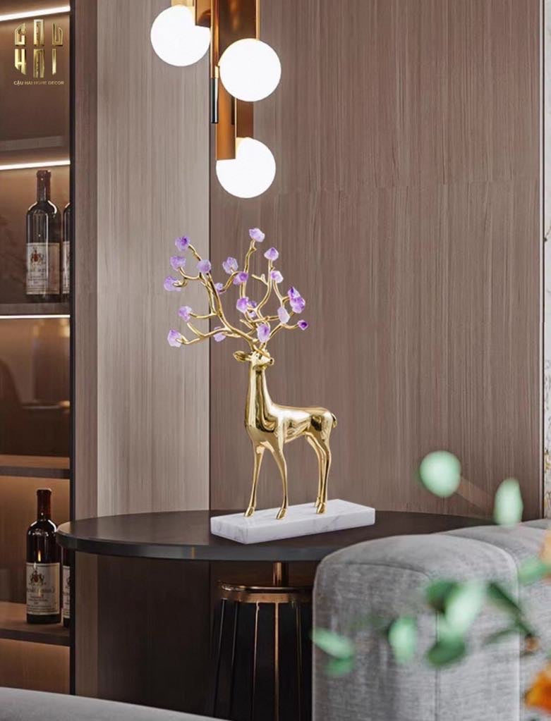 Home Couture - Set 2 Tượng Hươu Đồng Améthyste Les Sentinelles De La Forêt-CẬU HAI HOME DECOR