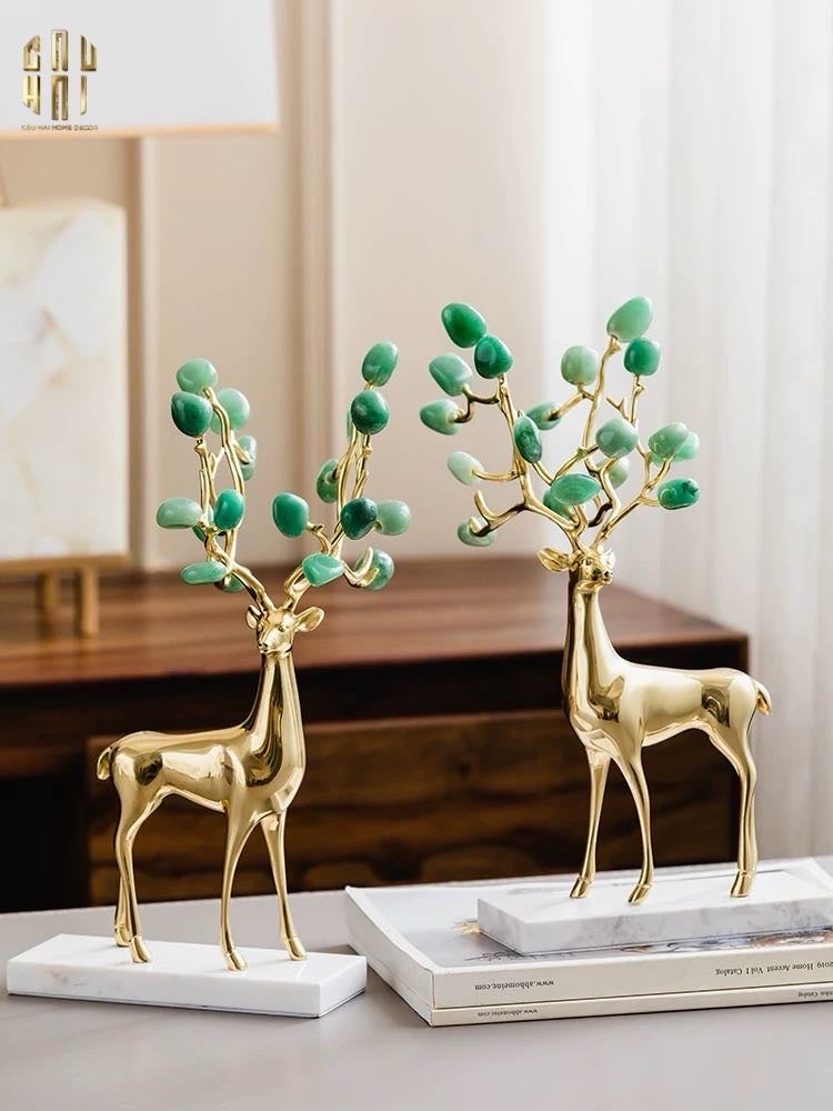 Home Couture - Set 2 Tượng Hươu Đồng Améthyste Les Sentinelles De La Forêt-CẬU HAI HOME DECOR