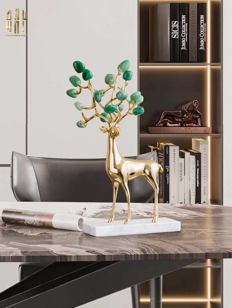 Home Couture - Set 2 Tượng Hươu Đồng Améthyste Les Sentinelles De La Forêt-CẬU HAI HOME DECOR