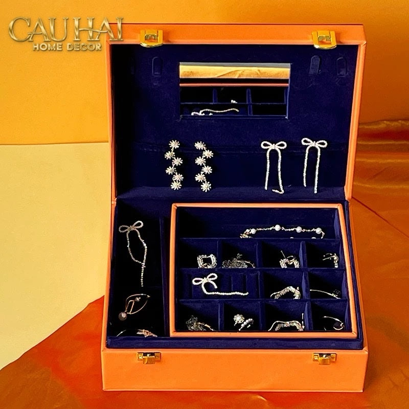 HỘP TRANG SỨC LUX LEATHER H-SIGNATURE - CẬU HAI HOME DECOR