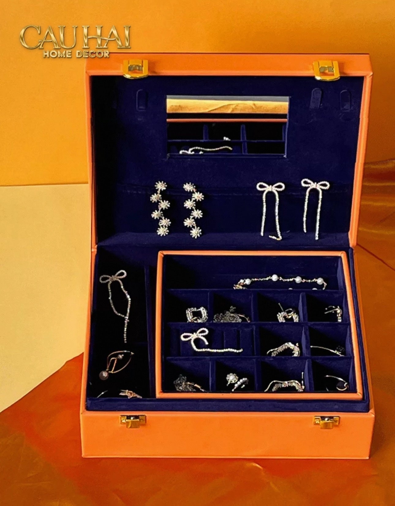 HỘP TRANG SỨC LUX LEATHER H-SIGNATURE - CẬU HAI HOME DECOR