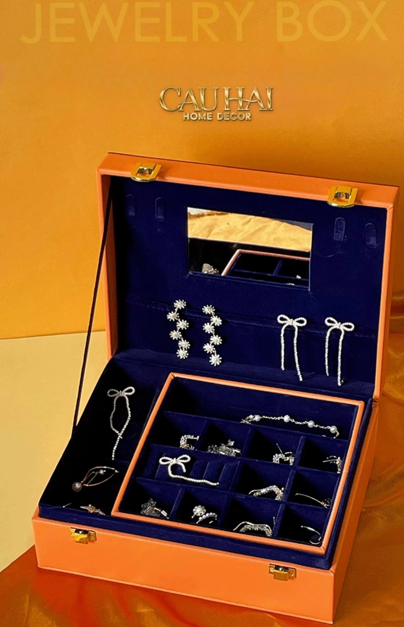 HỘP TRANG SỨC LUX LEATHER H-SIGNATURE - CẬU HAI HOME DECOR