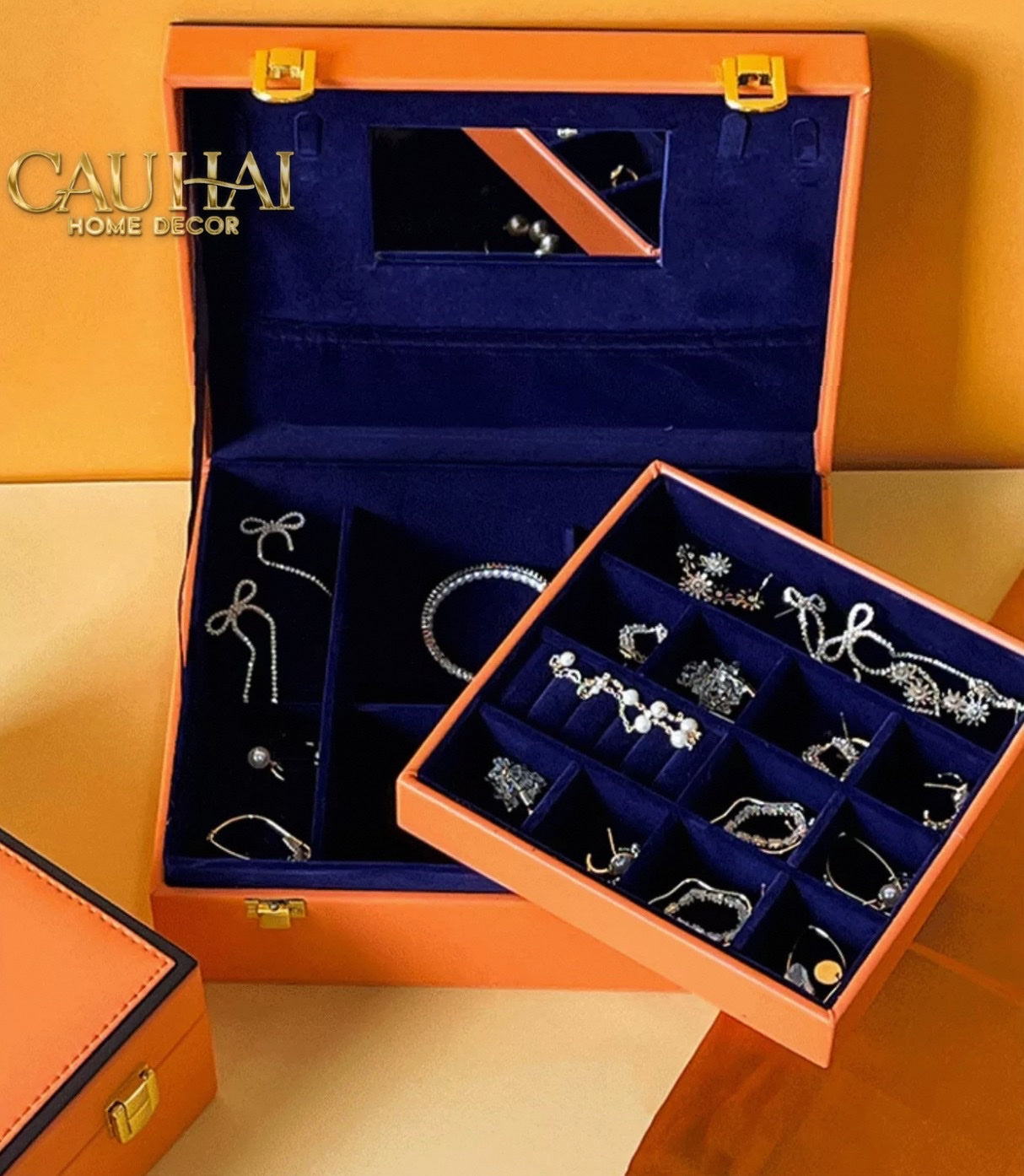 HỘP TRANG SỨC LUX LEATHER H-SIGNATURE - CẬU HAI HOME DECOR
