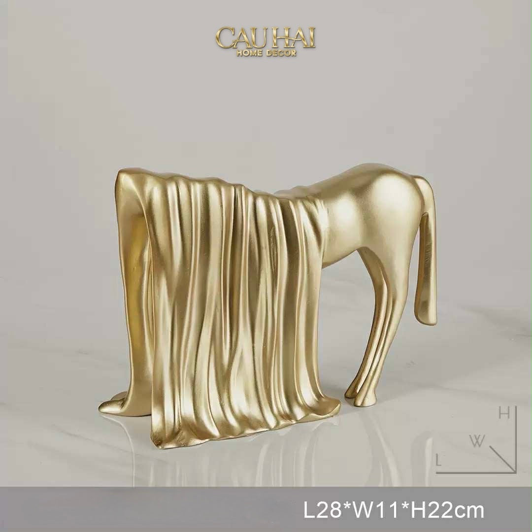 Tượng Ngựa Le Cheval Voilé Doré-CẬU HAI HOME DECOR