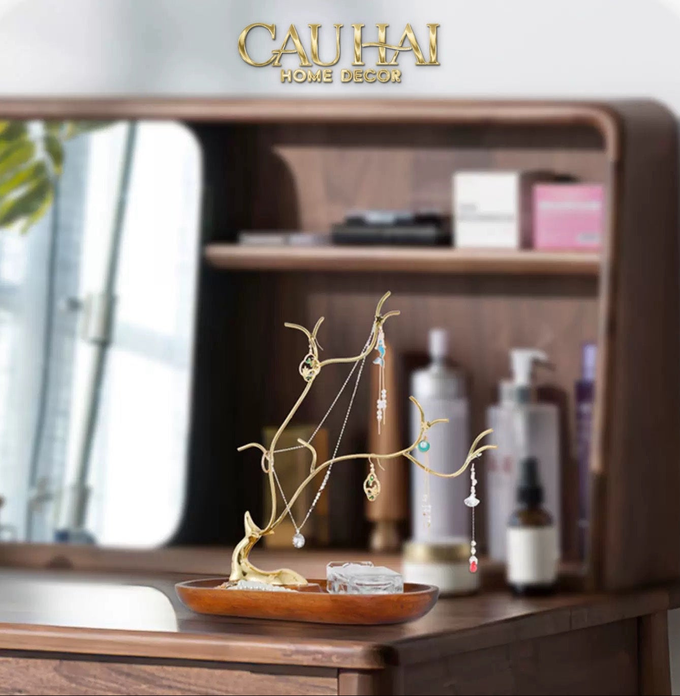 HOME COUTURE - KHAY GỖ KEO ACACIA WOODY CELESTIAL ELK 28CM - CẬU HAI HOME DECOR