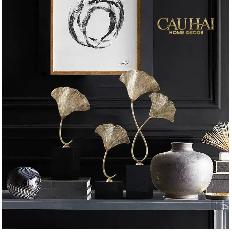 Home Couture - Tượng Lá Ngân Hạnh Crystal Brasson Ginkgo H25-CẬU HAI HOME DECOR