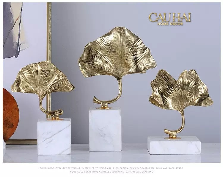Home Couture - Tượng Lá Ngân Hạnh Crystal Brasson Ginkgo H25-CẬU HAI HOME DECOR