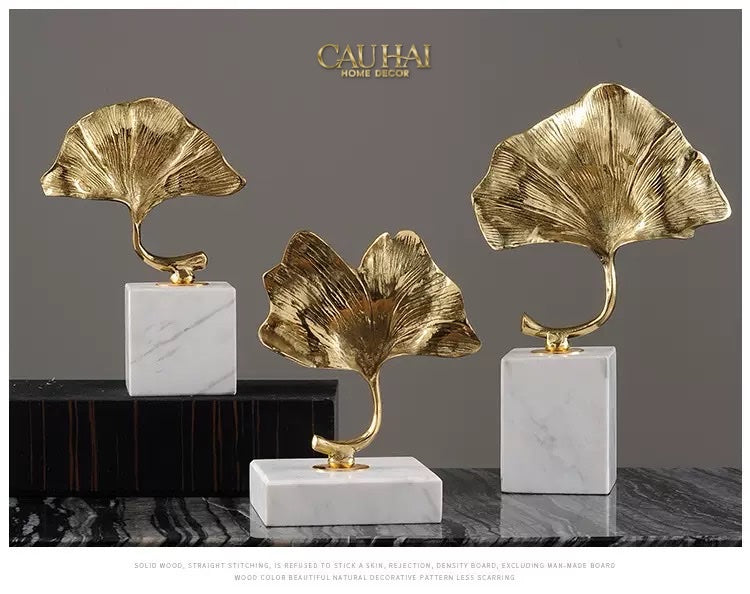 Home Couture - Tượng Lá Ngân Hạnh Crystal Brasson Ginkgo H25-CẬU HAI HOME DECOR