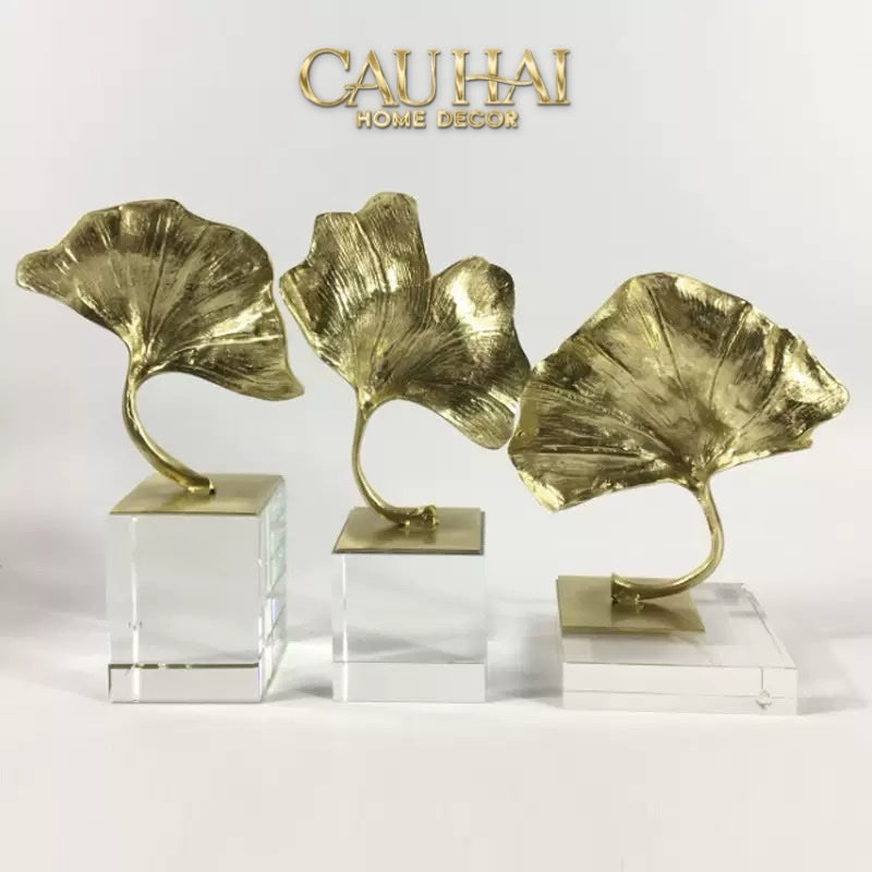 Home Couture - Tượng Lá Ngân Hạnh Crystal Brasson Ginkgo H25-CẬU HAI HOME DECOR