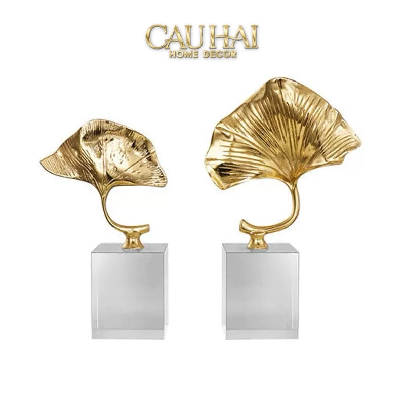 Home Couture - Tượng Lá Ngân Hạnh Crystal Brasson Ginkgo H25-CẬU HAI HOME DECOR