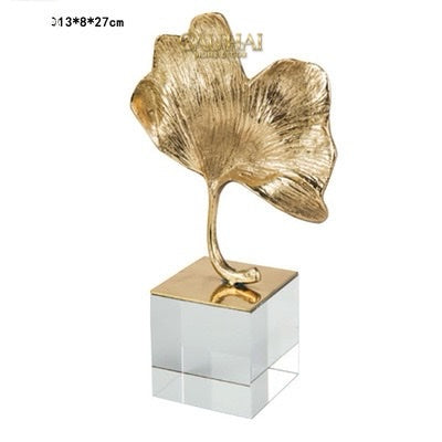 Home Couture - Tượng Lá Ngân Hạnh Crystal Brasson Ginkgo H25-CẬU HAI HOME DECOR