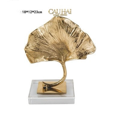 Home Couture - Tượng Lá Ngân Hạnh Crystal Brasson Ginkgo H25-CẬU HAI HOME DECOR
