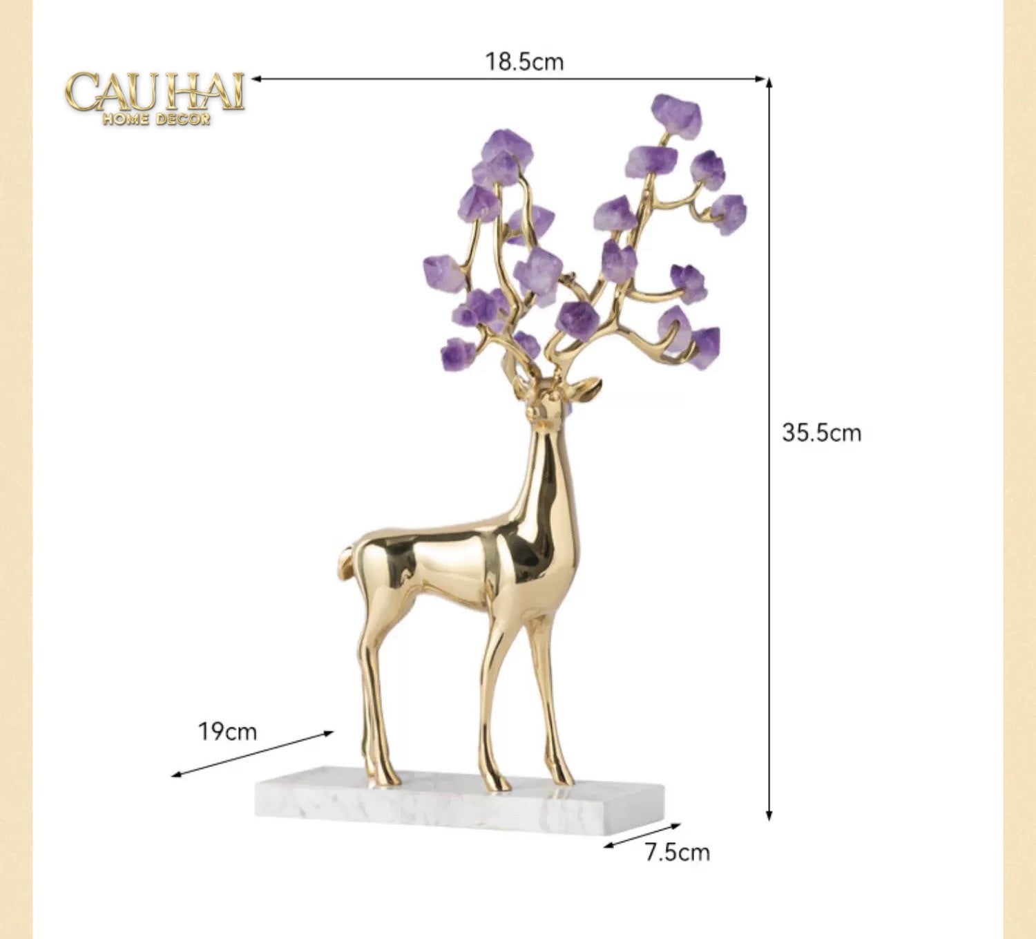 Home Couture - Set 2 Tượng Hươu Đồng Améthyste Les Sentinelles De La Forêt-CẬU HAI HOME DECOR