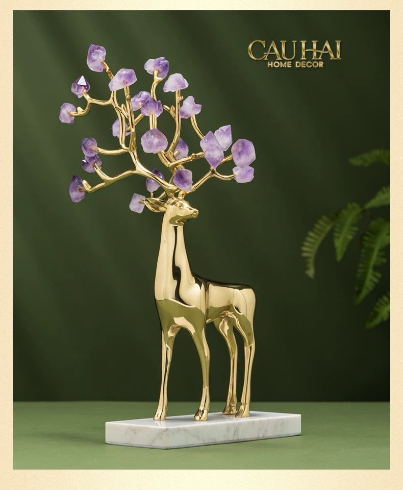 Home Couture - Set 2 Tượng Hươu Đồng Améthyste Les Sentinelles De La Forêt-CẬU HAI HOME DECOR