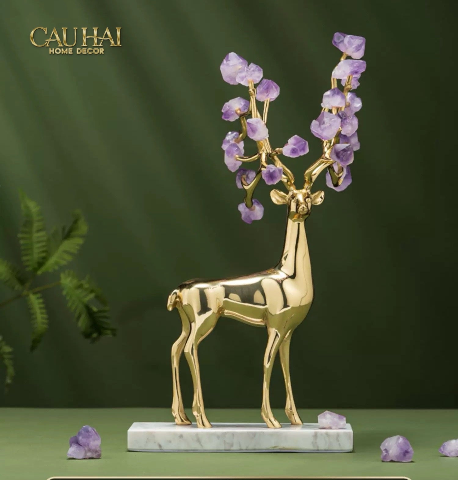 Home Couture - Set 2 Tượng Hươu Đồng Améthyste Les Sentinelles De La Forêt-CẬU HAI HOME DECOR