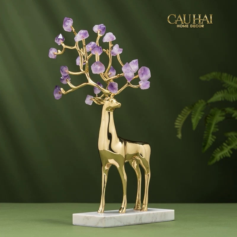 Home Couture - Set 2 Tượng Hươu Đồng Améthyste Les Sentinelles De La Forêt-CẬU HAI HOME DECOR