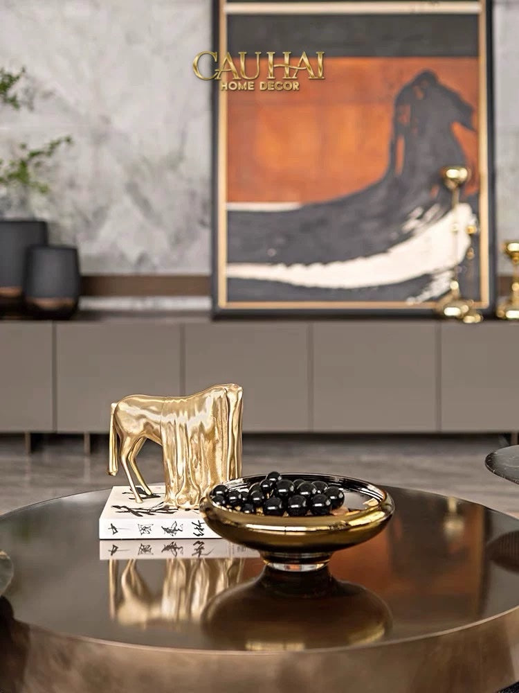 Tượng Ngựa Le Cheval Voilé Doré-CẬU HAI HOME DECOR