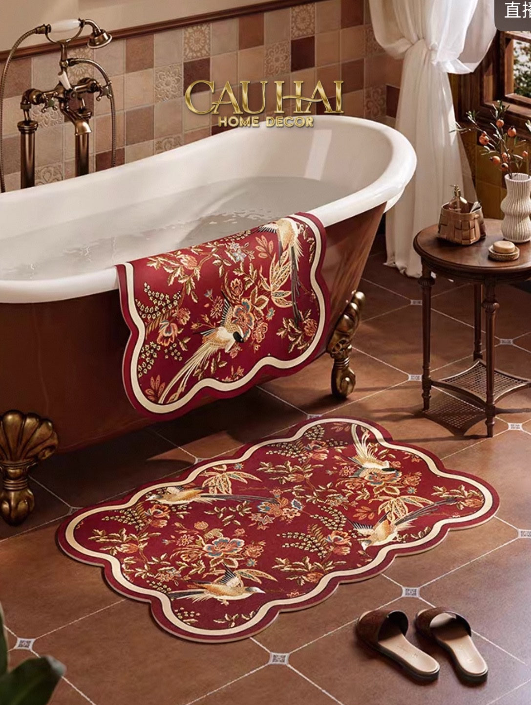 THẢM BỒN TẮM MICROFIBER 60X90 - PHOENIX DYNASTY RUBY JARDIN SCALLOP EDGE - CẬU HAI HOME DECOR